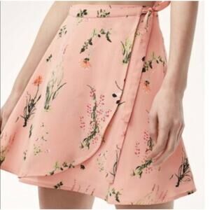 Aritzia Sunday Best Ariel Floral Wrap Mini Skirt In Pink Size 2